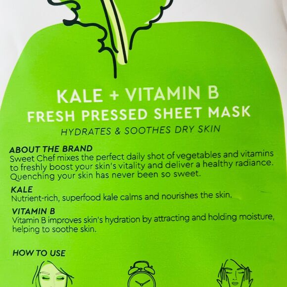 Sweet Chef Kale Ginger Beet Vitamin Fresh Pressed Sheet Mask 3 ct. Sealed New - Picture 5 of 13